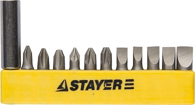 STAYER 12 шт, Набор бит с адаптером (2609-H12_z01)2609-H12_z01