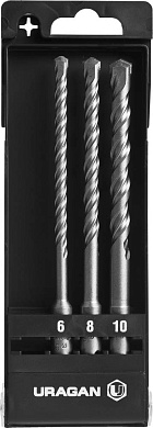 URAGAN 3 шт: 6 /8/10х160 мм, Набор SDS-plus буров (29311-H3)29311-H3
