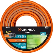 GRINDA FLEX 3, 3/4″, 50 м, 20 атм, из термоэластопласта, трёхслойный, армированный, гибкий, поливочный шланг, PROLine (429008-3/4-50)429008-3/4-50