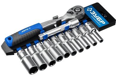 ЗУБР ТБ-12У, 12 предм. (1/2″), Набор торцовых головок, Профессионал (27650-H12)27650-H12