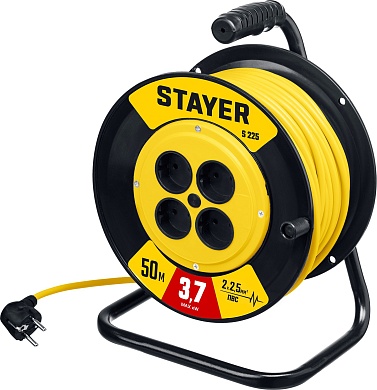 STAYER S-225 ПВС 2х2.5 50м 3750Вт, Силовой удлинитель на катушке (55070-50)55070-50