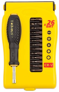STAYER 26 предм., Отвертка-битодержатель в наборе (25614-Н28)25614-H28