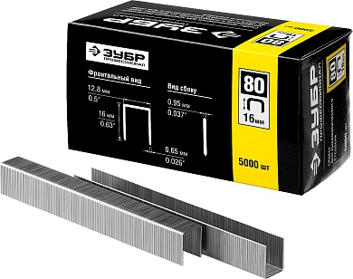 ЗУБР тип 21GA (80 / Pr A / Senco AT) 16 мм, 5000 шт, скобы для степлера (31880-16)31880-16