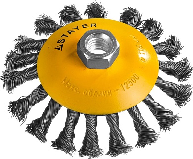 STAYER 115 мм, жгутированная стальная проволока, 0.5 мм, Щетка коническая, PROFESSIONAL (35135-115)35135-115