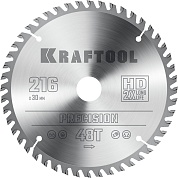 KRAFTOOL PRECISION 216х30мм 48Т, диск пильный по дереву36952-216-30