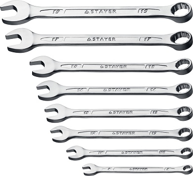 STAYER HERCULES, 8 шт, 8 - 19 мм, Набор комбинированных гаечных ключей (27085-H8)27085-H8_z01