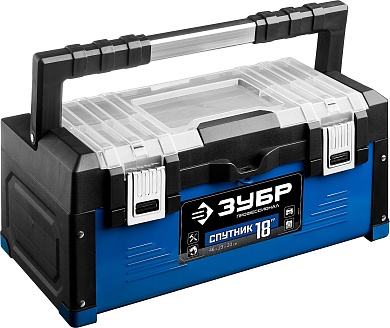 ЗУБР СПУТНИК-18, 457 х 230 х 205 мм, Металлический ящик для инструмента, Профессионал (38153-18)38153-18
