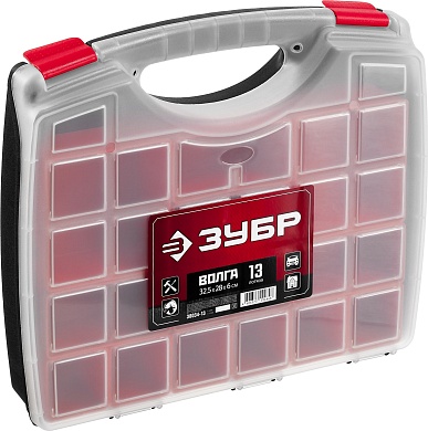 ЗУБР ВОЛГА-13, 325 х 280 х 60 мм, Пластиковый органайзер со съемными лотками (38034-13)38034-13