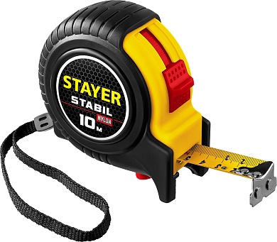 STAYER Stabil 10м х 25мм, Профессиональная рулетка с двухсторонней шкалой (34131-10)34131-10_z02