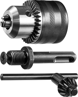 Набор ЗУБР ″Мастер″: Патрон ключевой 13 мм, ″SDS+″ адаптер, ключ для патрона, посадочная резьба 1/2″, Д 2,0-13мм29081-H3