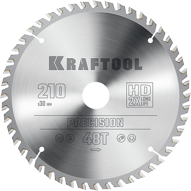 KRAFTOOL PRECISION 210х30мм 48Т, диск пильный по дереву36952-210-30