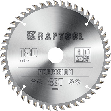 KRAFTOOL PRECISION 180х20мм 48Т, диск пильный по дереву36952-180-20