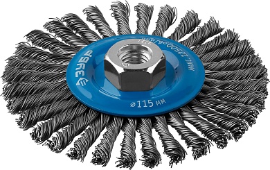 ЗУБР 115 мм, М14, жгутированная стальная проволока, 0.5 мм, Щетка дисковая, Профессионал (35192-115)35192-115_z02