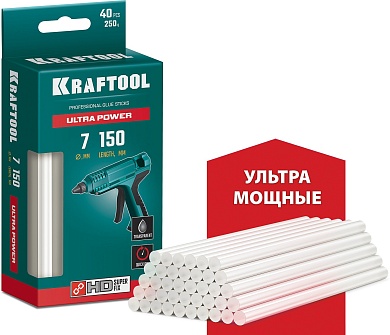 KRAFTOOL Ultra Power 7х150 мм, 40 шт, Ультрамощные клеевые стержни прозрачные (06837-40)06837-40