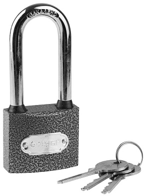 ЗУБР 50 мм, металлический корпус удлиненная дужка, навесной замок (3712-50-1)3712-50-1