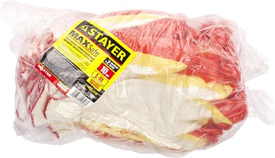 STAYER EXPERT-2, эластичные, натуральный хлопок, 10 пар, размер L-XL, перчатки с двойным латексным обливом (11409-H10)11409-H10