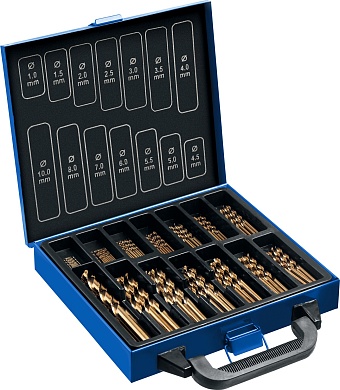 ЗУБР КОБАЛЬТ 99шт(1-10мм), Набор сверл по металлу, сталь Р6М5К5, класс А, мет.бокс29626-H99