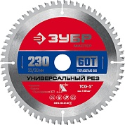 ЗУБР Универсальный рез 230 x 32/30мм 60Т, диск пильный по алюминию36916-230-32-60_z01