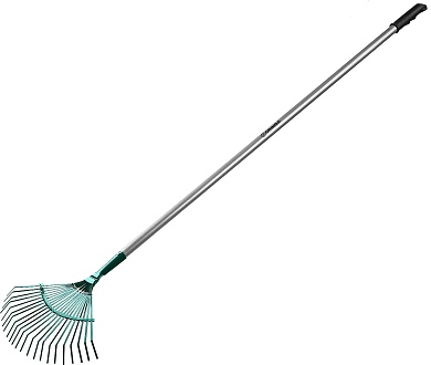 GRINDA PR-40 ALU, размеры 440 х 250 х 1630 мм, 22 плоских зубца, алюминиевый черенок, веерные грабли, PROLine (39586)39586