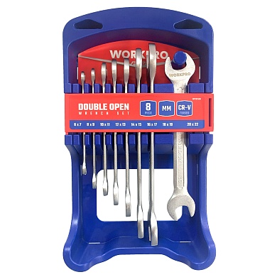 Ключи рожковые двусторонние набор 8шт (6-22мм) WP202506 WORKPROWP202506