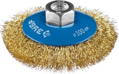 ЗУБР 100 мм, витая латунированная стальная проволока, 0.3 мм, Щетка коническая, Профессионал (35267-100)35267-100_z02