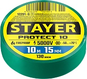 STAYER Protect-10 10м х 15мм 5000В зеленая, Изоляционная лента ПВХ (12292-G)12291-G_z01