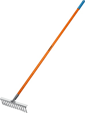 GRINDA PS-12 FIBER, 12 витых зубцов размеры 380 х 100 х 1530 мм, нержавеющая сталь, фиберглассовый черенок, садовые грабли, PROLine (39482-12)39482-12