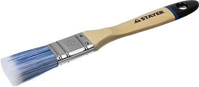 STAYER AQUA 25 мм, 1″ искусственная щетина, деревянная ручка для воднодисперсионных и акриловых ЛКМ, Плоская кисть, EURO (01062-025)01062-025