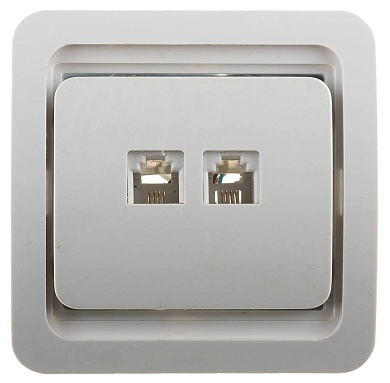 СВЕТОЗАР Гамма, телефонная двойная цвет белый, Электрическая розетка (SV-54118-W)SV-54118-W