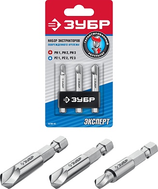 ЗУБР 3 шт, Набор экстракторов поврежденного крепежа (26700-H3)26700-H3