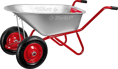 ЗУБР Т-21, 90 л, 180 кг, двухколесная, оцинкованная сталь, стальные опоры и ось, садово-строительная тачка (39952)39952