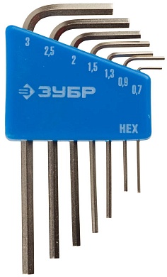 ЗУБР 7 шт, Набор мини имбусовых ключей (27471-H7)27471-H7