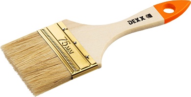 DEXX 75 мм, 3″ натуральная щетина, деревянная ручка, флейцевая, Плоская кисть (0100-075)0100-075_z02