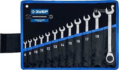 ЗУБР 12 шт, 8-22 мм, Набор комбинированных трещоточных гаечных ключей, Профессионал (27075-H12)27075-H12_z01