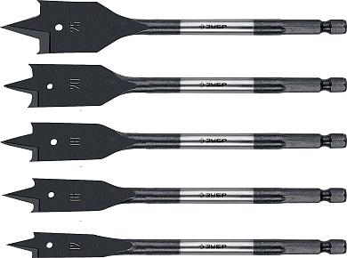 ЗУБР 5 шт, 12-16-18-20-25мм, набор сверл перовых по дереву, хвостовик HEX 1/4″29505-H5_z01