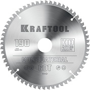 KRAFTOOL Multi Material 190х30мм 60Т, диск пильный по алюминию36953-190-30