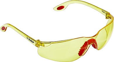 ЗУБР СПЕКТР 3 жёлтые, широкая монолинза, открытого типа, защитные очки (110316)110316