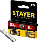 STAYER тип 53 (A/10/JT21) 6 мм, 1000 шт, калибр 23GA, скобы для степлера (3159-06)3159-06_z02