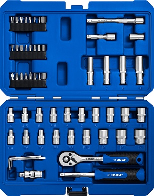 ЗУБР А-57, 57 предм. (1/4″), Универсальный набор инструмента, Профессионал (27671-H57)27671-H57