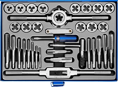 ЗУБР 35 предметов, сталь Р6М5, Набор метчиков и плашек, Профессионал (28110-H35)28110-H35