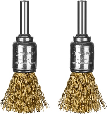 ЗУБР 2 шт., 17 мм, витая латунированная стальная проволока, 0.3 мм,Щетка кистевая Набор щеток-крацовок кистевых, Профессионал (35225-17-H2)35225-17-H2_z02