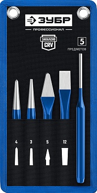 ЗУБР 5 предметов, Набор шестигранных зубил и кернеров в чехле, Профессионал (21070-H5)21070-H5