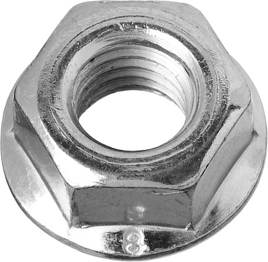 ЗУБР DIN 6923 кл. пр. 6, M8, гайка с фланцем, цинк, 6 шт (303636-08)303636-08