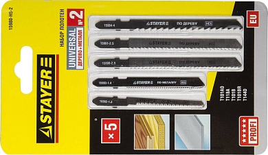 STAYER T-хвост., по дереву и металлу, 5шт., UNIVERSAL №2, Набор полотен для лобзика (15980-H5-2)15980-H5-2
