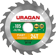 URAGAN Fast 185x30/20мм 24Т, диск пильный по дереву36800-185-30-24_z01