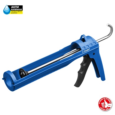 ЗУБР 310 мл антикапельная система армированный нейлон, Лёгкий полукорпусной пистолет для герметика, ПРОФЕССИОНАЛ (06627)06627