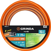 GRINDA FLEX 3, 1″, 25 м, 15 атм, из термоэластопласта, трёхслойный, армированный, гибкий, поливочный шланг, PROLine (429008-1-25)429008-1-25